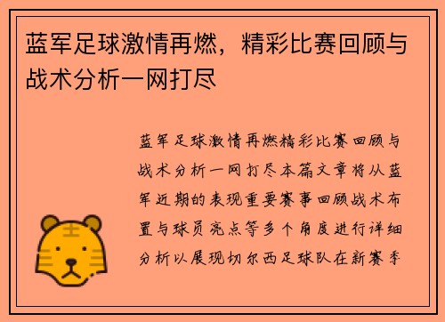 蓝军足球激情再燃，精彩比赛回顾与战术分析一网打尽